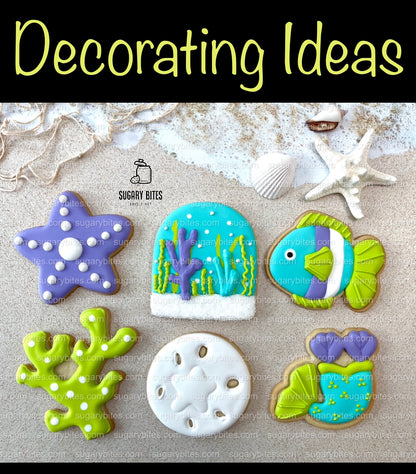 Mermaid Cookie Decorating Kit, *INCLUDES 24 ITEMS* (Large Cookies) …… with 4 ICING bags and 3 Deluxe Sprinkles