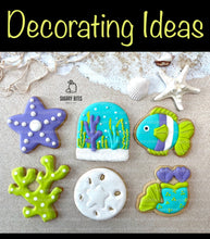 Load image into Gallery viewer, Mermaid Cookie Decorating Kit, *INCLUDES 24 ITEMS* (Large Cookies) …… with 4 ICING bags and 3 Deluxe Sprinkles
