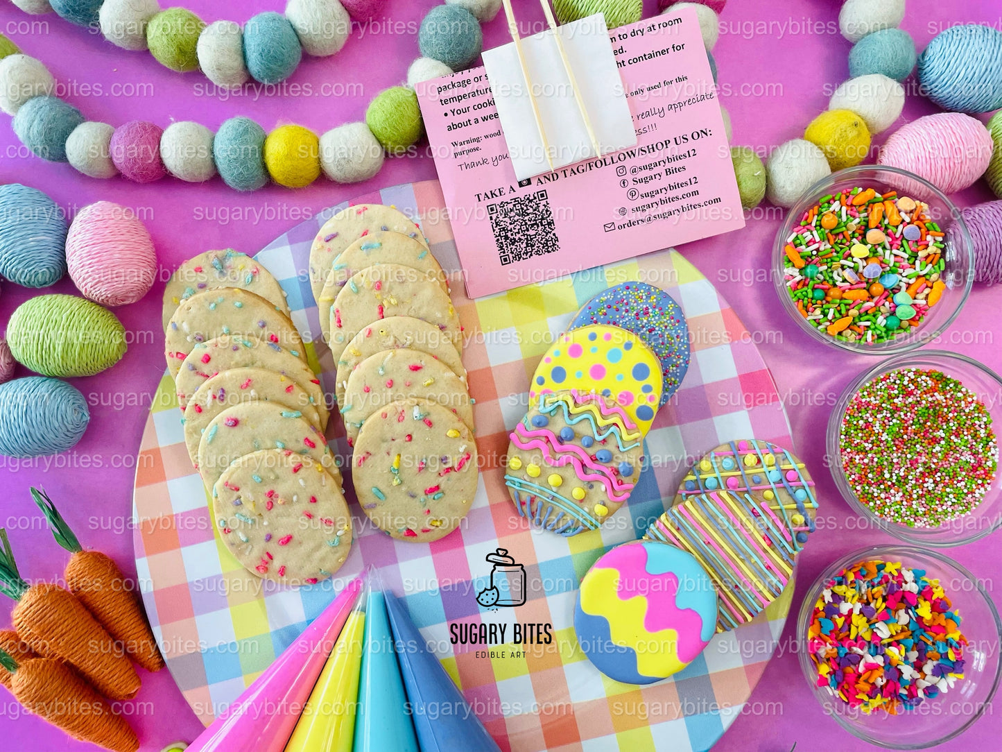 Easter Cookie Decorating Kit, DIY Spring Sugar Cookie Decorating Kit, **INCLUDES 24 ITEMS**, (Large Cookies)… with Deluxe Sprinkles!!!