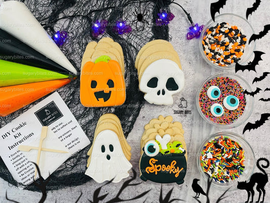 Halloween Cookie Decorating Kit, DIY Cookie Kit, (Large Cookies) ***INCLUDES 24 ITEMS*** With 4 Icing Bags & 3 Deluxe Sprinkle!!