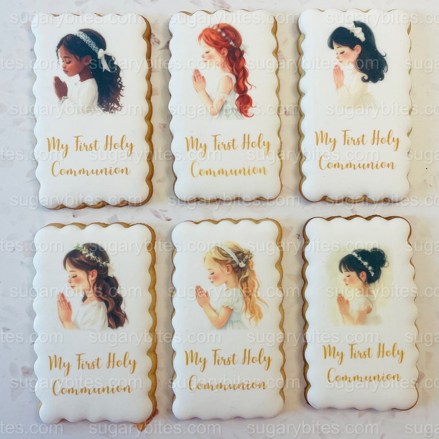 First Holy Communion Decorated Cookies – Handmade Printed Communion Cookies | Personalized Message | Sugar Vanilla or Gluten-Free