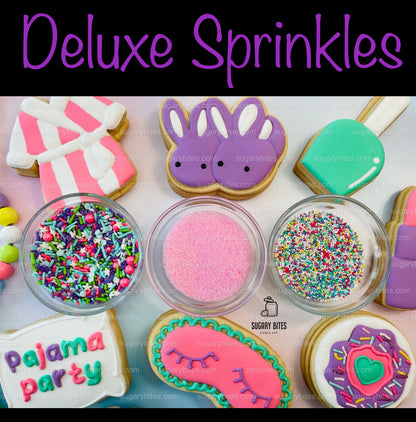 Pajama Party Cookie Decorating Kit, DIY Sleepover Sugar Cookie Kit, **INCLUDES 26 ITEMS**, (Large Cookies)… with Deluxe Sprinkles!!!