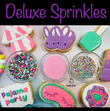 Load image into Gallery viewer, Pajama Party Cookie Decorating Kit, DIY Sleepover Sugar Cookie Kit, **INCLUDES 26 ITEMS**, (Large Cookies)… with Deluxe Sprinkles!!!
