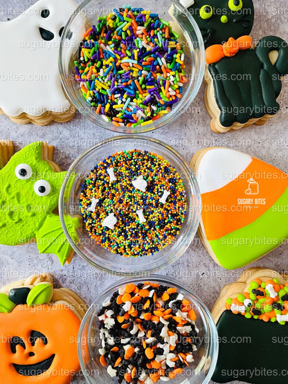 Halloween Cookie Decorating Kit, DIY Cookie Kit, (Large Cookies) ***INCLUDES 24 ITEMS*** With 4 Icing Bags & 3 Deluxe Sprinkle!!