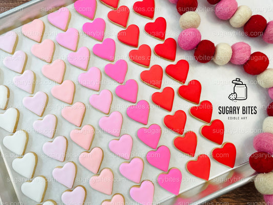 Valentines Day Mini Heart Cookie Packs, MINI Heart Sugar Cookies, Valetines Gift,**SET of 5 BAGS** (35 heart cookies total)