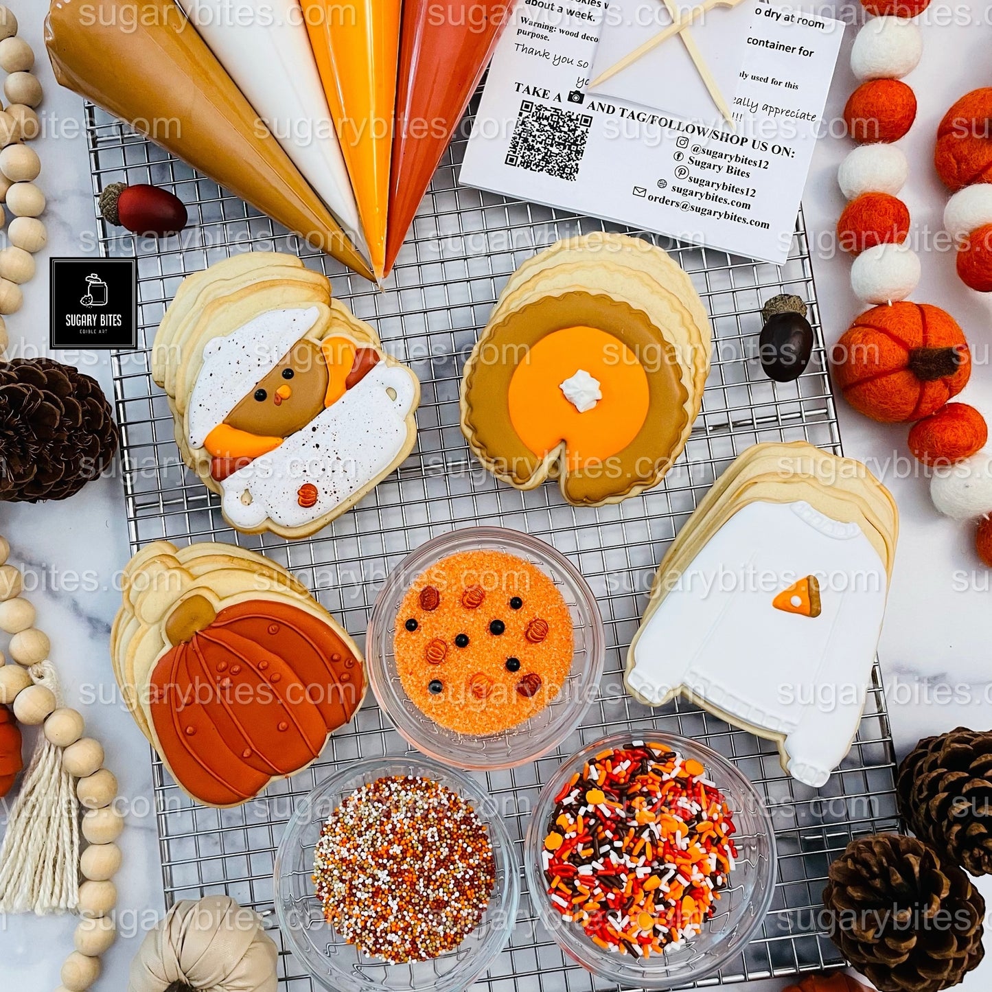 Fall Cookie Kit, Thanksgiving DIY cookie kit **INCLUDES 24 ITEMS* Zoom Party Favors, Assorted Shaped Cookie Kit, (Large Cookies)