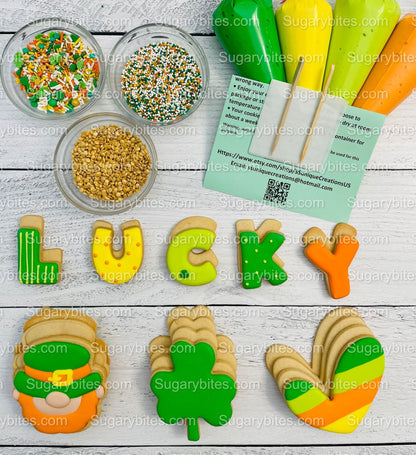 St Patrick’s Day Cookie Decorating Kit, St. Patrick’s Day DIY Cookie Kit, **INCLUDES 26 ITEMS** , Included Deluxe Sprinkles