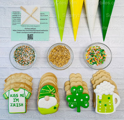 St Patricks Day Cookie Decorating Kit St. Patrick’s Day DIY Cookie Kit, **INCLUDES 24 ITEMS** (Large Cookies), Included Deluxe Sprinkles