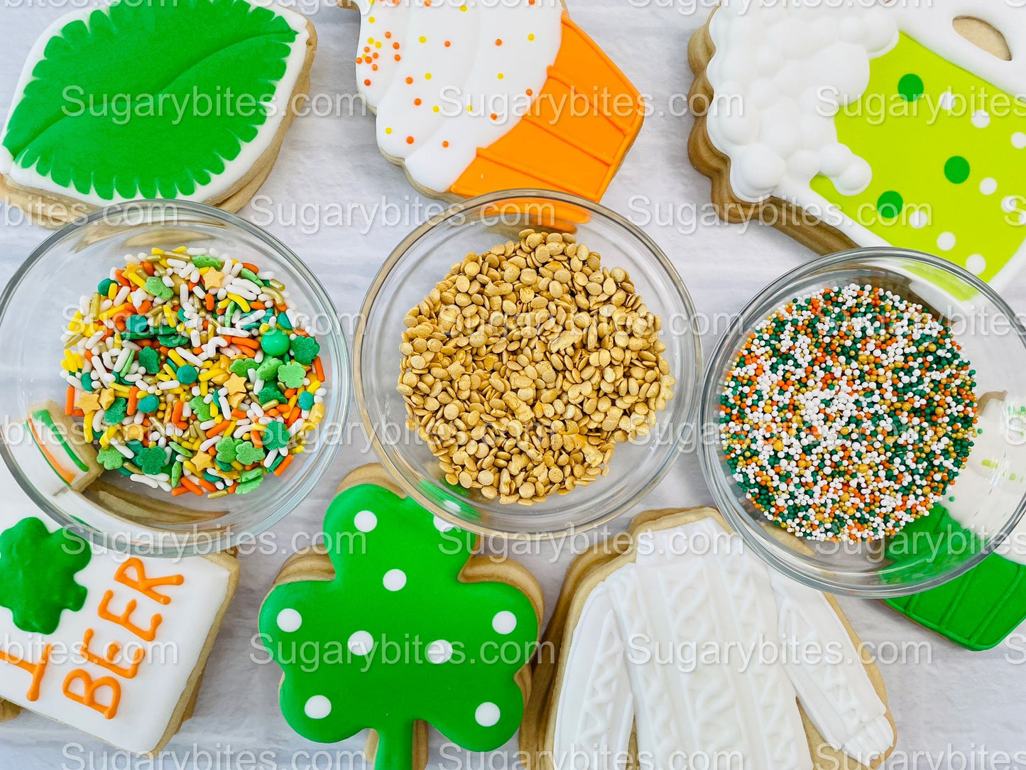 St Patricks Day Cookie Decorating Kit St. Patrick’s Day DIY Cookie Kit, **INCLUDES 23 ITEMS** (Large Cookies), Included Deluxe Sprinkles
