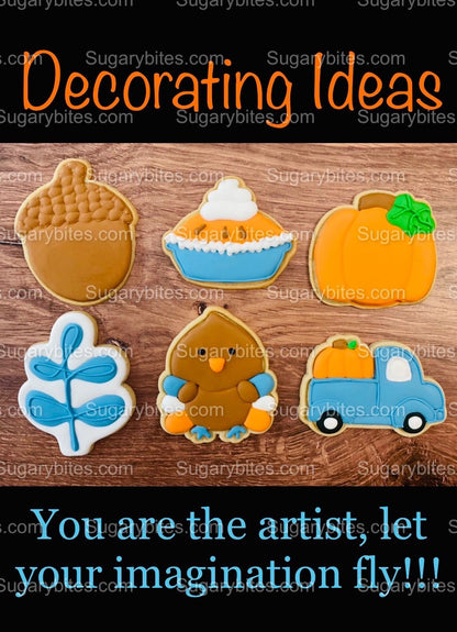 Fall Cookie Decorating Kit, Fall DIY Cookies Kit, (Large Cookies), **INCLUDES 24 ITEMS**, with 4 Icing Bags and 3 Sprinkles!