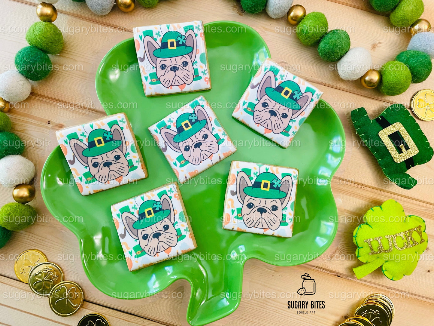 St. Patrick’s Day Cookie Set, Frenchie Birthday Gift,**SET of 12 Cookies**