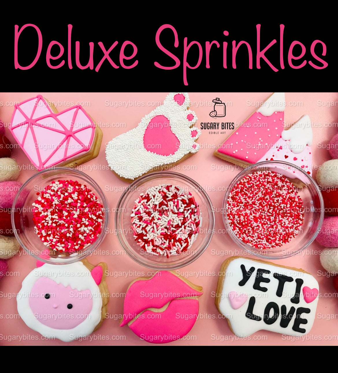 Valentines Cookie Decorating Kit, Heart DIY Cookie Kit, **INCLUDES 24 ITEMS** (Large Cookies), Deluxe Sprinkles Included!!!