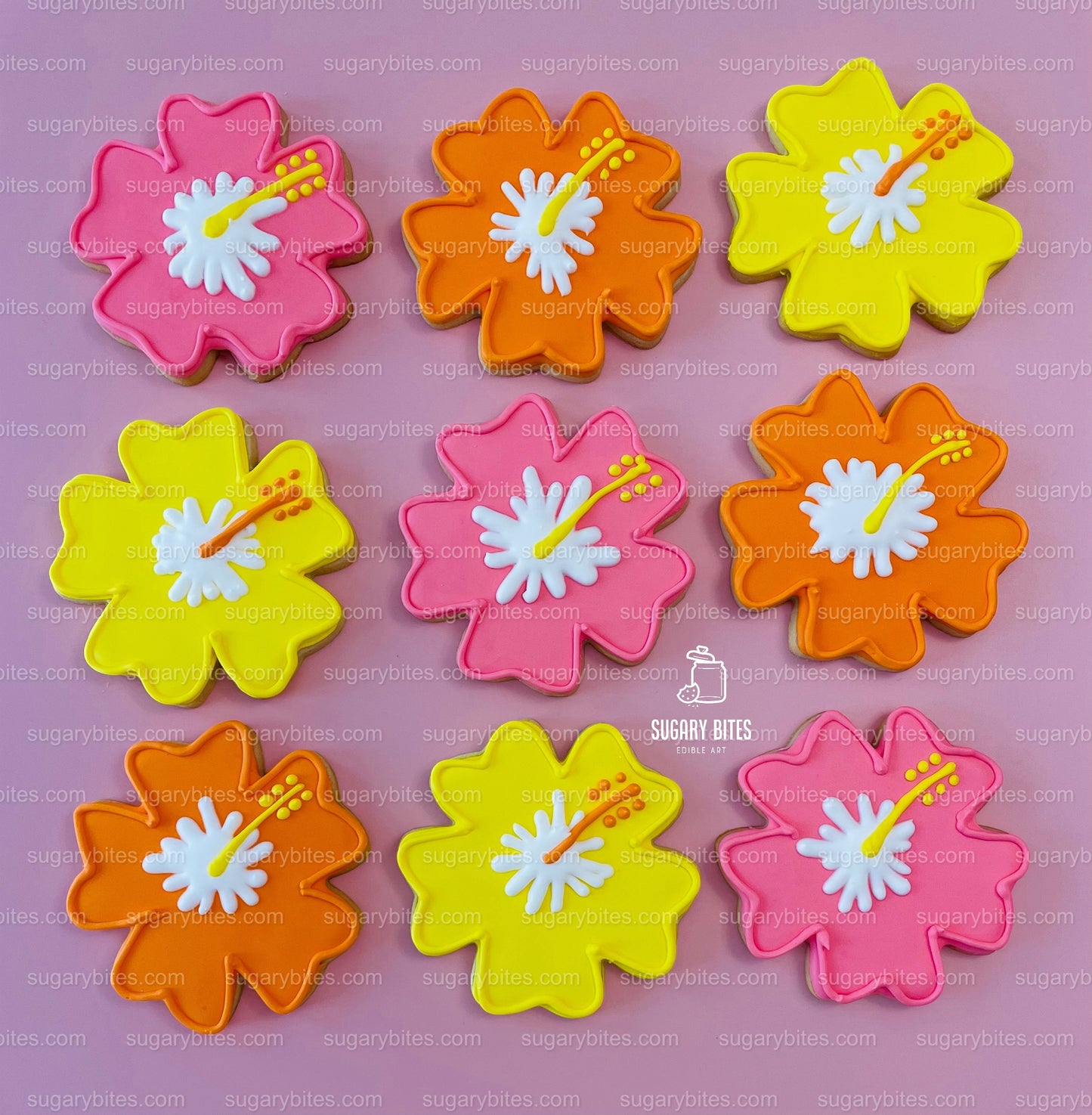 Hibiscus Flower Cookie, Summer Cookies, Flower Cookies, Hawaiian Cookies, Tropical Cookies, ****Includes 12 Large Decorated Cookies****