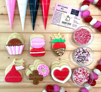 Valentines Cookie Decorating Kit, Heart DIY Cookie Kit, **INCLUDES 24 ITEMS** (Large Cookies), Deluxe Sprinkles Included!!!