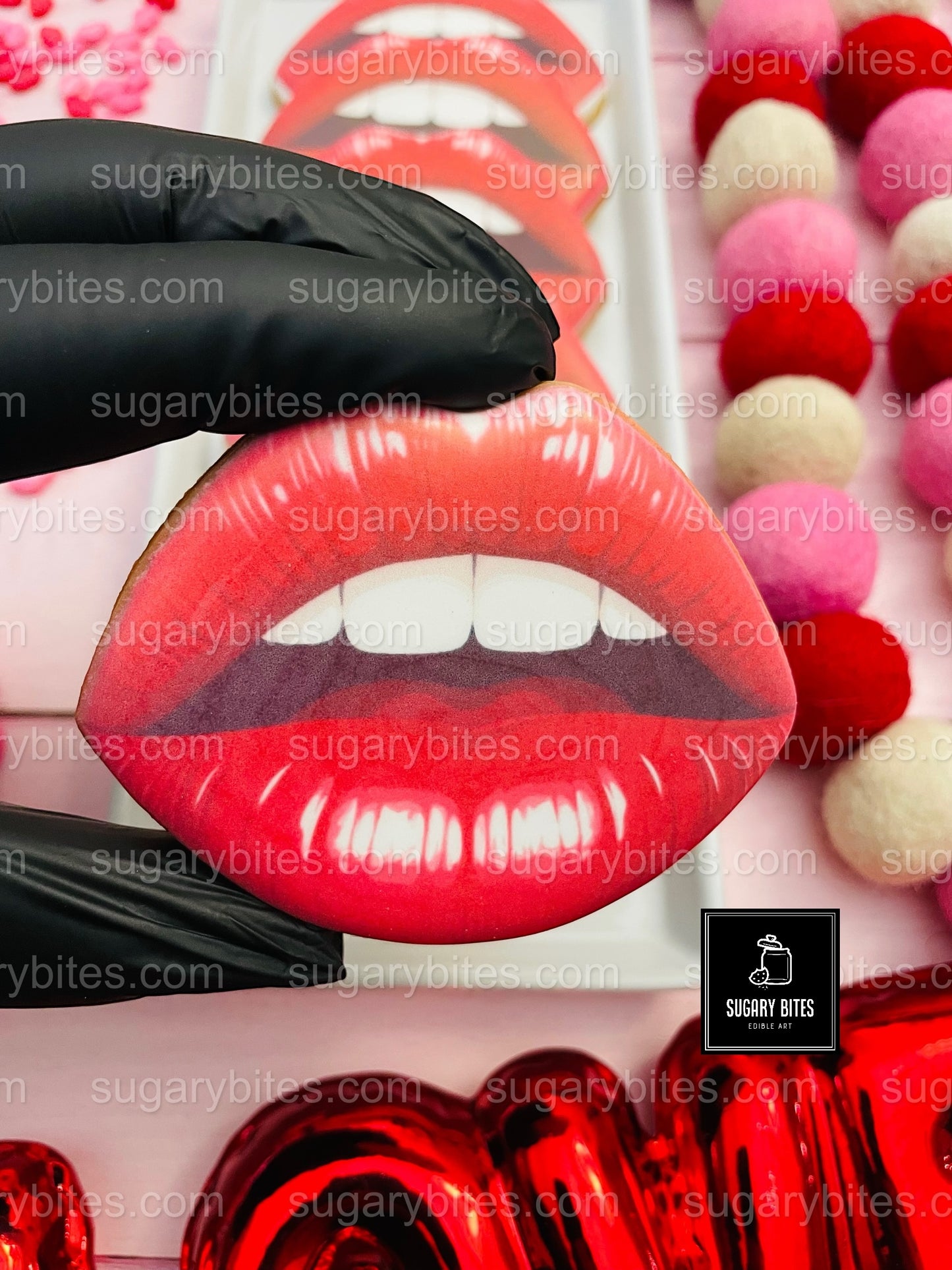 Valentines Cookies, Valentine’s Day Lips Cookies – 12 Large Hand-Decorated Sugar Cookies — Sugar Vanilla or GLUTEN-FREE Vanilla