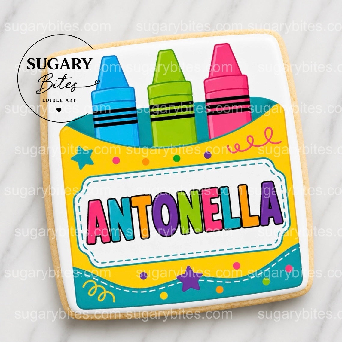 Personalized Crayon Box Cookies – Custom Name Back to School Cookies | Set of 12