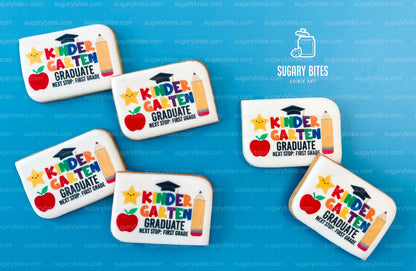 Kindergarten Cookies, Kindergarten Graduation Gift, Edible Photo Cookies, (Includes 12 Cookies), Kindergarten favors, Kindergarten Grad.