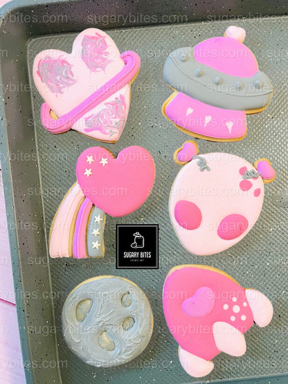 Valentine’s Day Cookie Decorating Kit | Space Cookies | Alien Cookies | Sugar Vanilla or Gluten-Free | INCLUDES 24 ITEMS*(Large Cookies)
