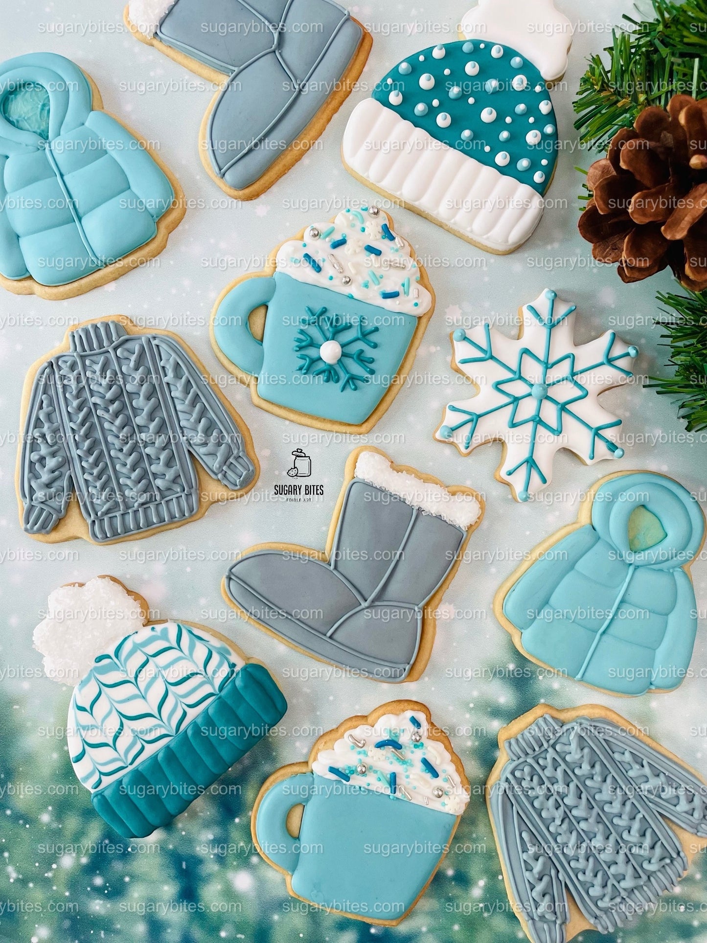 Winter Cookie Decorating Kit, Winter DIY Cookie Kit, (Large Cookies) ***INCLUDES 24 ITEMS*** With 4 Icing Bags & 3 Deluxe Sprinkle!!