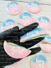 Load image into Gallery viewer, Gender Reveal Cookies, Baby Shower Cookies, (Includes 12 Large Cookies), baby shower favors, Baby Gender Reveal Cookies!
