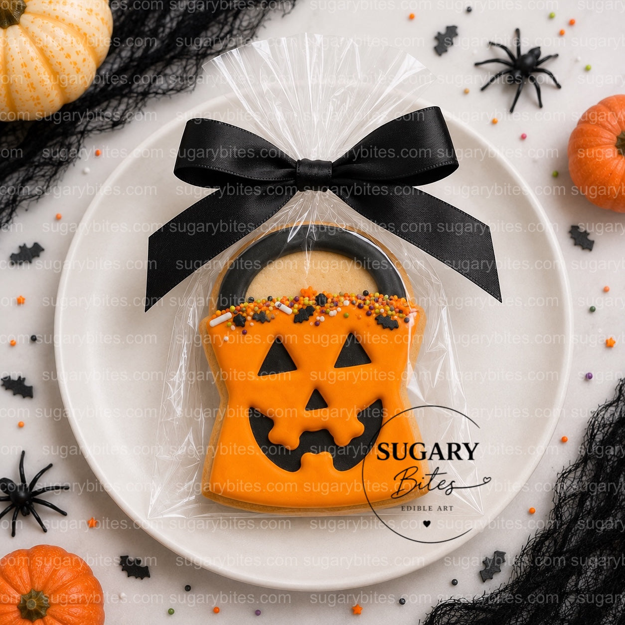 Halloween Pumpkin Cookie Favors – 12 Hand-Decorated Royal Icing Cookies | Individually Wrapped