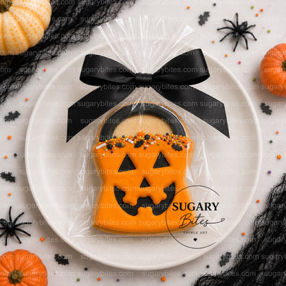 Halloween Pumpkin Cookie Favors – 12 Hand-Decorated Royal Icing Cookies | Individually Wrapped