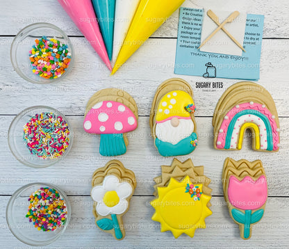 Summer Day Cookie Decorating Kit, DIY Spring Sugar Cookie Decorating Kit, **INCLUDES 24 ITEMS** , (Large Cookies) … With 4 Icing Bags!!