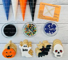 Load image into Gallery viewer, Halloween Cookie Decorating Kit, DIY Cookie Kit, (Large Cookies) ***INCLUDES 24 ITEMS*** With 4 Icing Bags &amp; 3 Deluxe Sprinkle!
