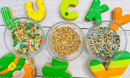 St Patrick’s Day Cookie Decorating Kit, St. Patrick’s Day DIY Cookie Kit, **INCLUDES 26 ITEMS** , Included Deluxe Sprinkles