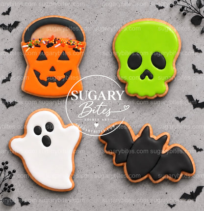 Halloween Cookie Decorating Kit, DIY Cookie Kit, 12 Undecorated Cookies, Royal Icing & Sprinkles, Kids' Halloween Party Activity, Fall Gifts