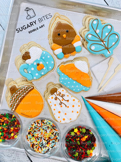Fall Cookie Decorating Kit, ***INCLUDES 24 ITEMS*** (Large Cookies),Zoom Party Favors, W/ 4 Icing Bags and 3 Deluxe Sprinkles!