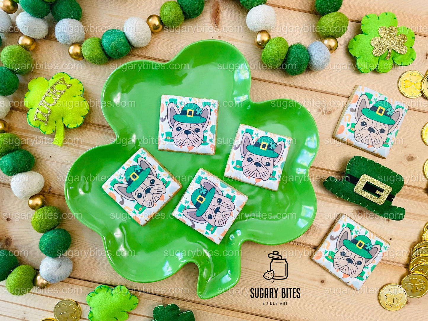 St. Patrick’s Day Cookie Set, Frenchie Birthday Gift,**SET of 12 Cookies**