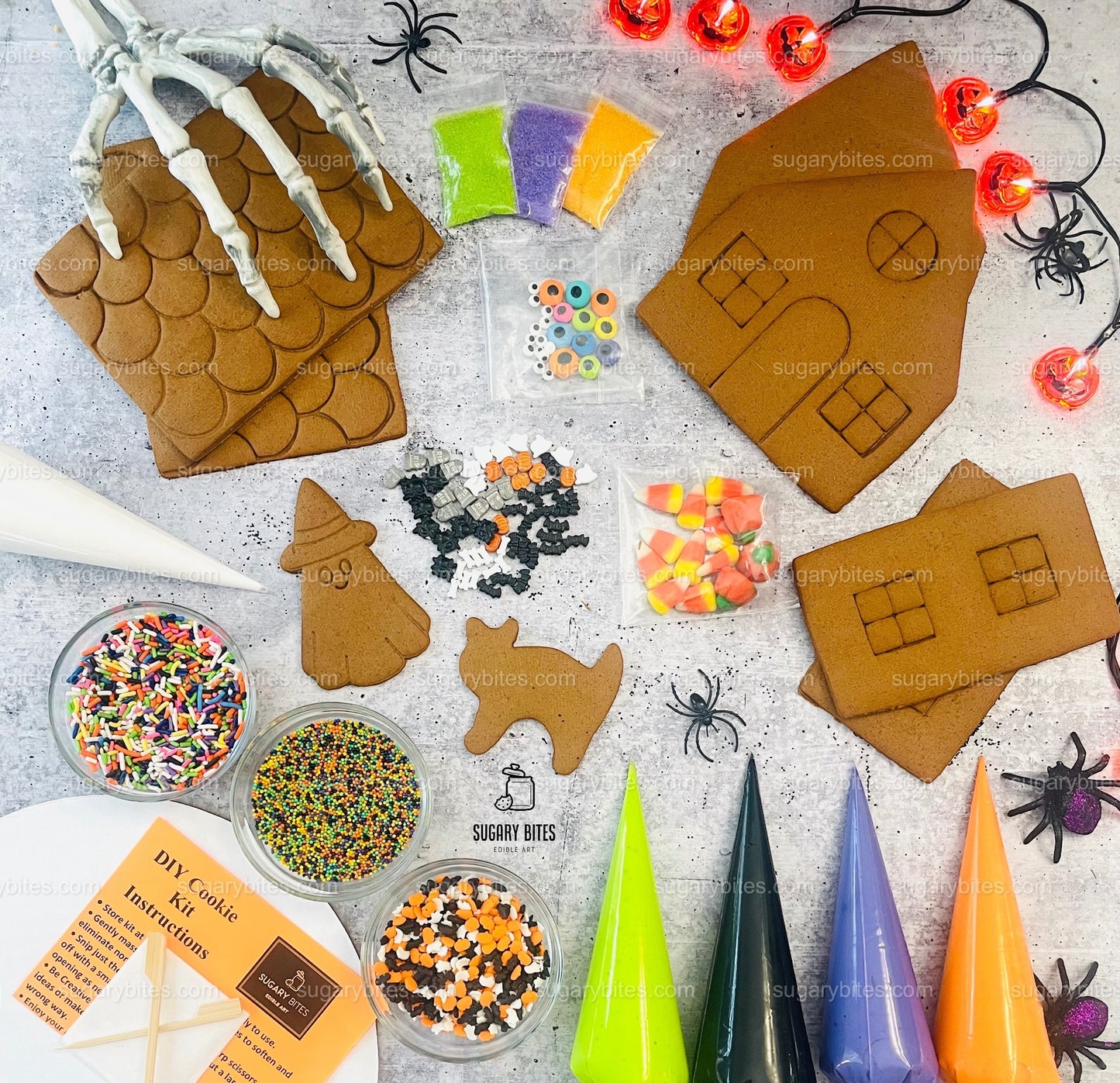 Halloween Haunted House Cookie Decorating Kit, (Large Cookies), ***INCLUDES 35 ITEMS***With 5 Icing Bags & 16 different Deluxe Sprinkles