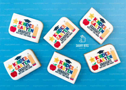 Kindergarten Cookies, Kindergarten Graduation Gift, Edible Photo Cookies, (Includes 12 Cookies), Kindergarten favors, Kindergarten Grad.