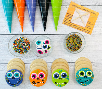 Halloween Cookie Decorating Kit, DIY Cookie Kit, (Large Cookies) ***INCLUDES 25 ITEMS***, Includes Deluxe Assorted Colors Icing Eyes!