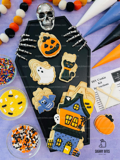 Halloween Cookie Decorating Kit, DIY Cookie Kit, (Large Cookies) ***INCLUDES 24 ITEMS*** With 4 Icing Bags & 3 Deluxe Sprinkle!!