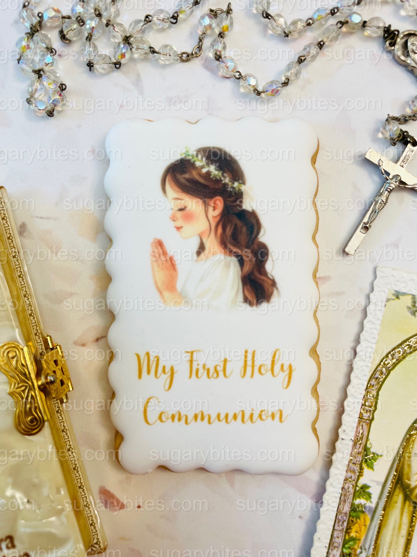 First Holy Communion Decorated Cookies – Handmade Printed Communion Cookies | Personalized Message | Sugar Vanilla or Gluten-Free