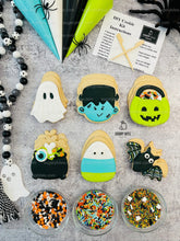Load image into Gallery viewer, Halloween Cookie Decorating Kit, DIY Cookie Kit, (Large Cookies) ***INCLUDES 24 ITEMS*** With 4 Icing Bags &amp; 3 Deluxe Sprinkle!!!
