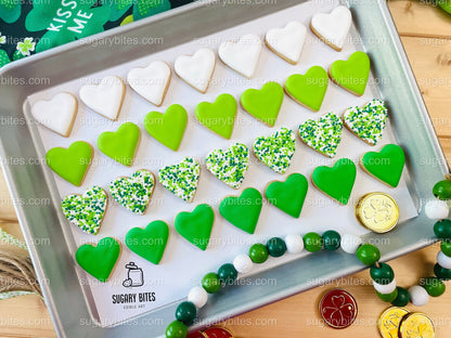 St. Patrick’s Day Cookie Packs, MINI Heart Sugar Cookies, Gift,**SET of 4 BAGS** (24 heart cookies total)