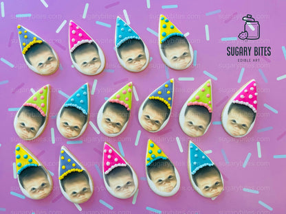Personalized Face Cookies, Birthday Cookies, Unique Custom Birthday Cookies For Any Events… Set of 12 Custom Face Edible Photo Cookies