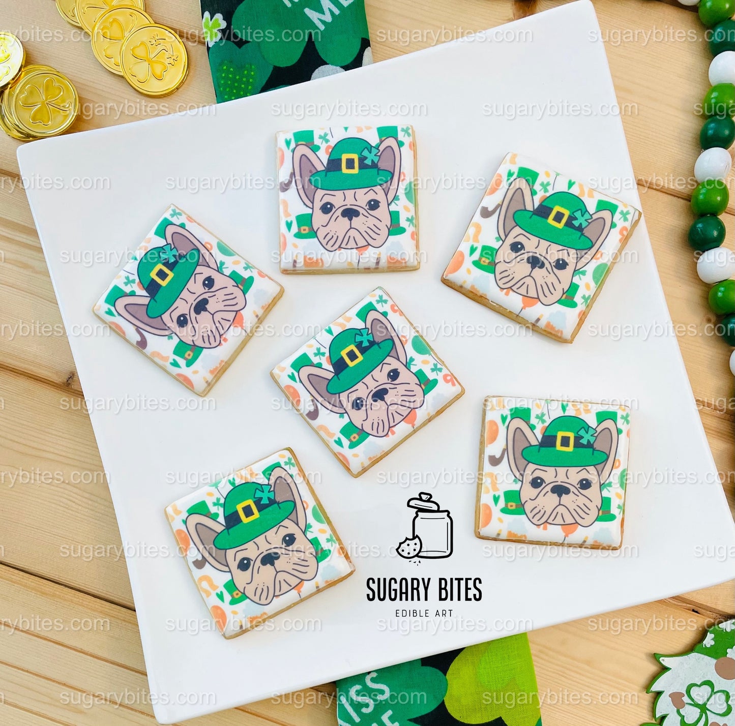 St. Patrick’s Day Cookie Set, Frenchie Birthday Gift,**SET of 12 Cookies**