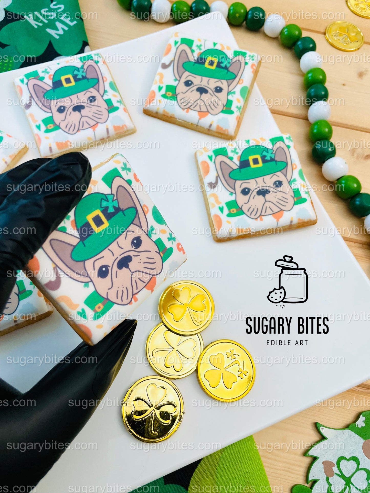 St. Patrick’s Day Cookie Set, Frenchie Birthday Gift,**SET of 12 Cookies**