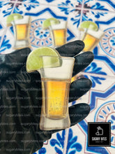 Load image into Gallery viewer, Fiesta Cookie Set (12 Iced and Printed Cookies), Margarita Cookies, Tequila Shot Cookies, Lime Cookies, and Tequila Bottle Cookies.
