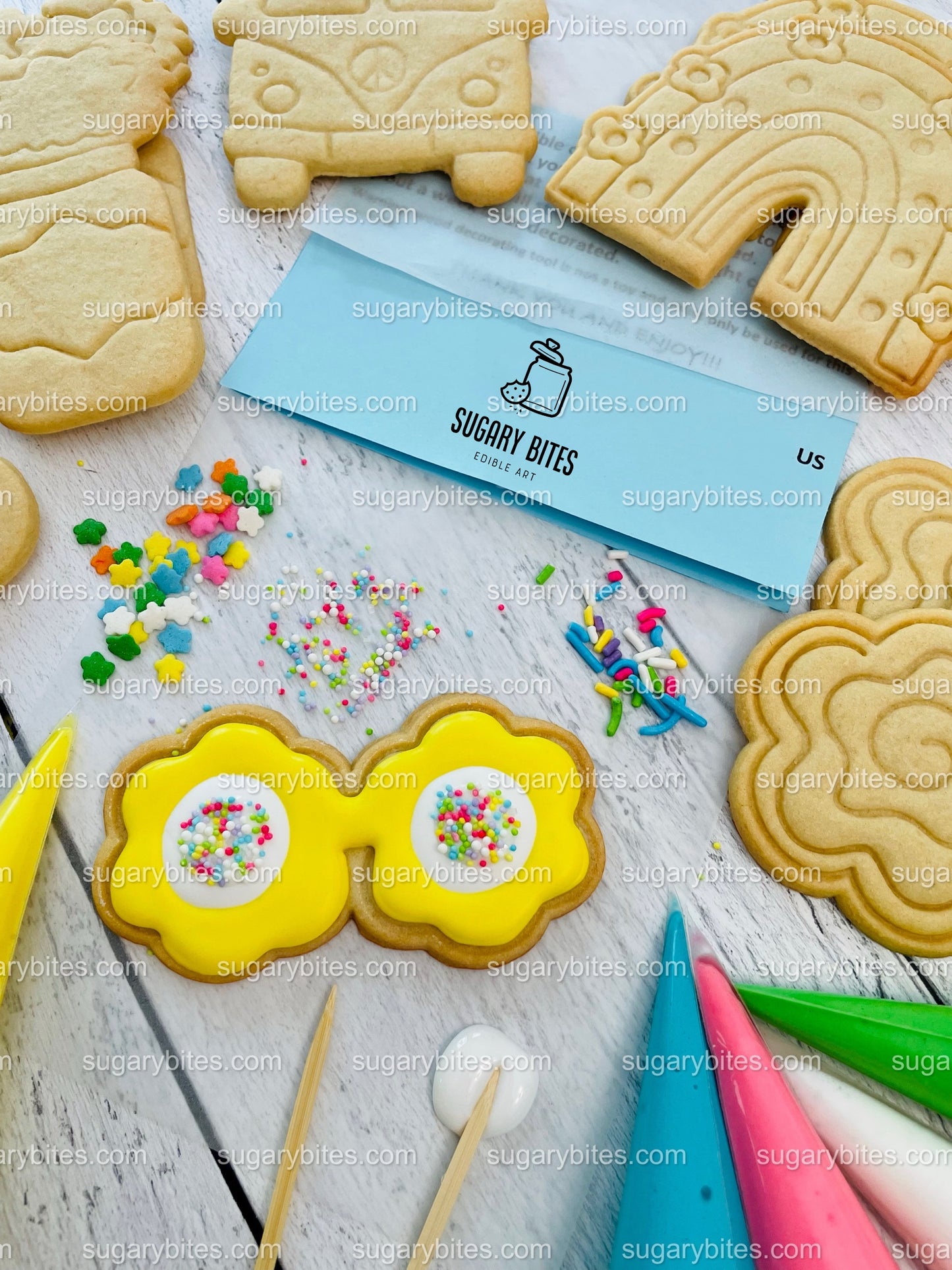 Groovy Cookie Decorating Kit, Summer DIY Sugar Cookie Kit, **INCLUDES 25 ITEMS**, (Large Cookies)… with Deluxe Sprinkles!!!