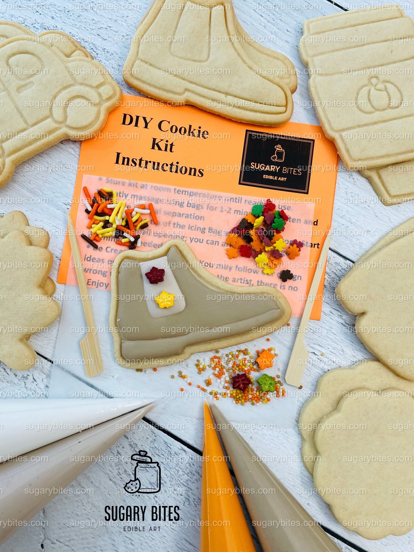 Fall Cookie Decorating Kit, ***INCLUDES 24 ITEMS*** Zoom Party Favors, Assorted Shaped Cookie Kit, (Large Cookies)