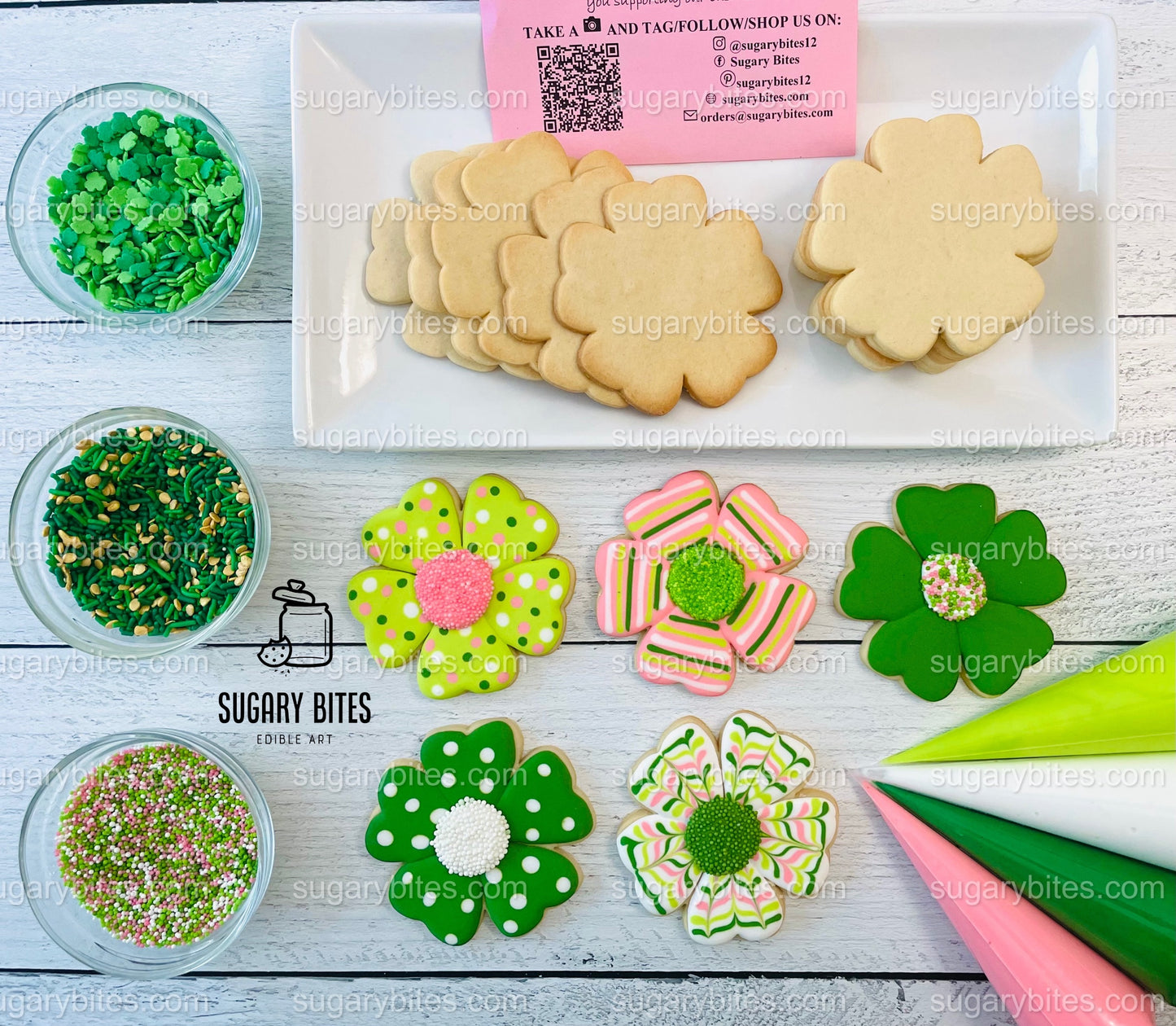 St Patrick’s Day Cookie Decorating Kit, St. Patrick’s Day DIY Cookie Kit, **INCLUDES 24 ITEMS** (Large Cookies), Included Deluxe Sprinkles