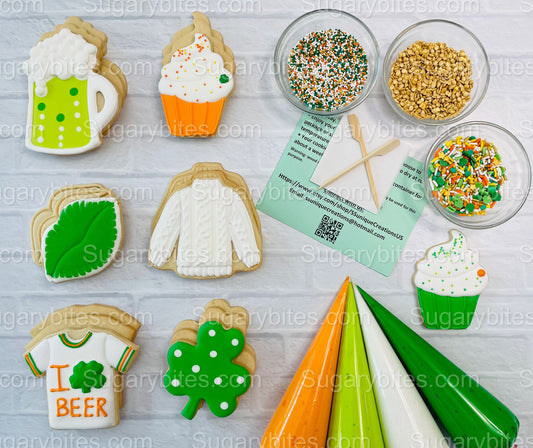 St Patricks Day Cookie Decorating Kit St. Patrick’s Day DIY Cookie Kit, **INCLUDES 23 ITEMS** (Large Cookies), Included Deluxe Sprinkles