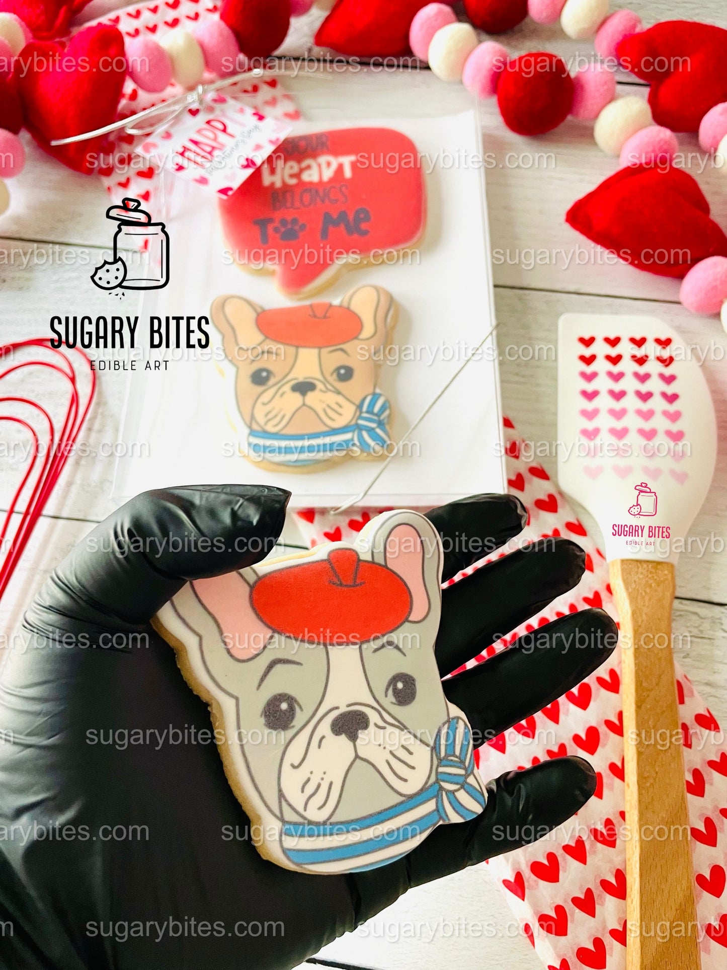 Valentine’s Day Cookies, ***SET of 2 LARGE COOKIES***, Frenchie Lover Cookies