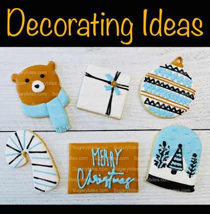 Winter Cookie Decorating Kit, Winter DIY Cookie Kit, (Large Cookies) ***INCLUDES 24 ITEMS*** With 4 Icing Bags & 3 Deluxe Sprinkle!