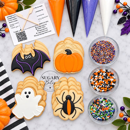 Halloween Cookie Decorating Kit, 12 Large Cookies, Royal Icing, Sprinkles, DIY Family Activity